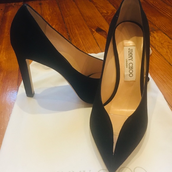 Jimmy Choo Shoes - Jimmy Choo Black Suede Pumps / PVC